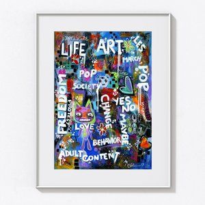 Graffiti Art Prints, Graphic Prints, Abstract Art, Blue Art, Frame Yourself